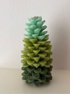 Anthropologie Green Ombre Pinecone Candle